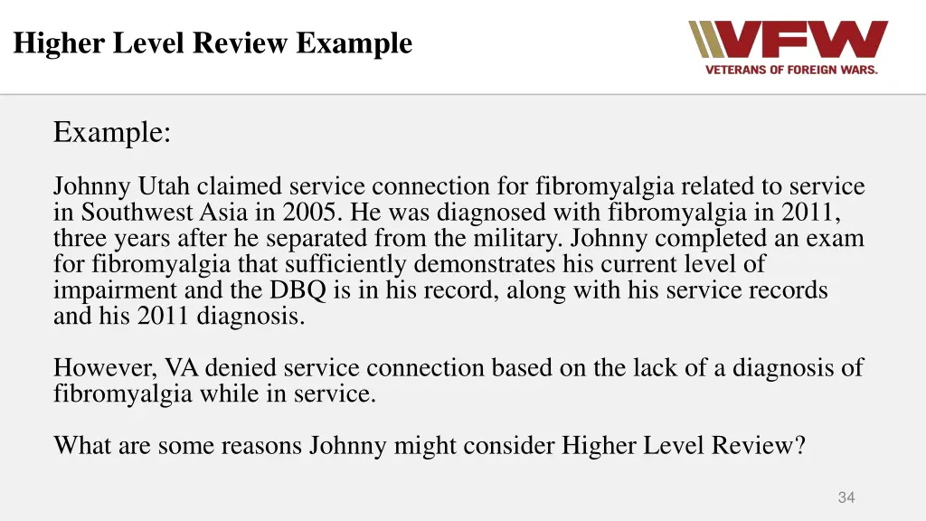 higher level review example