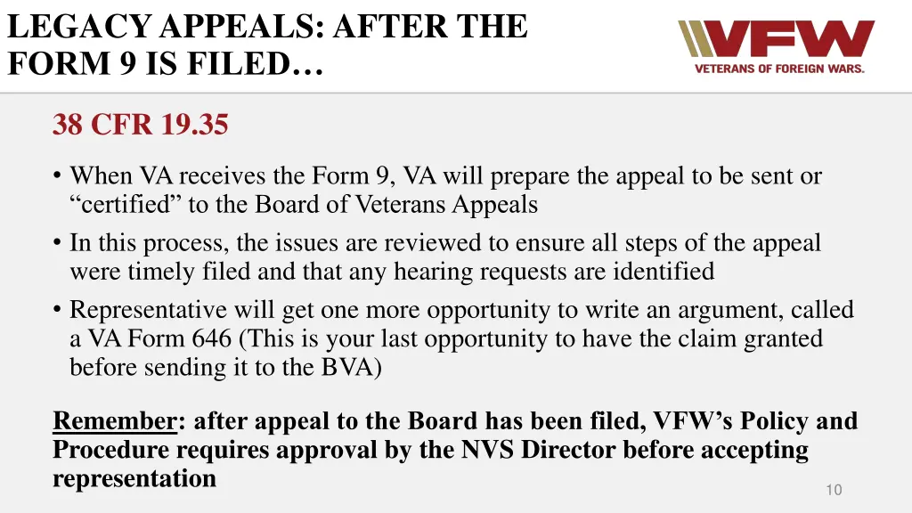 legacy appeals after the form 9 is filed