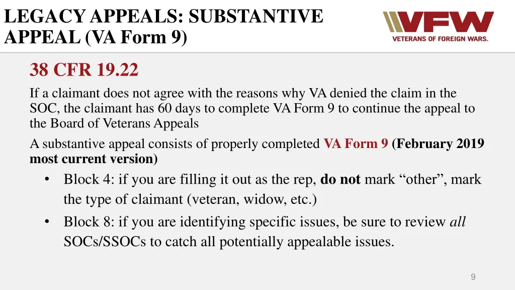 legacy appeals substantive appeal va form 9