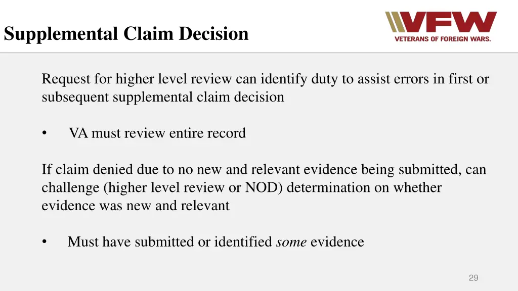 supplemental claim decision