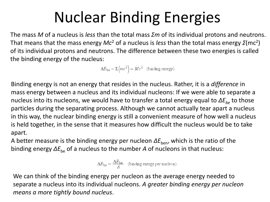 nuclear binding energies