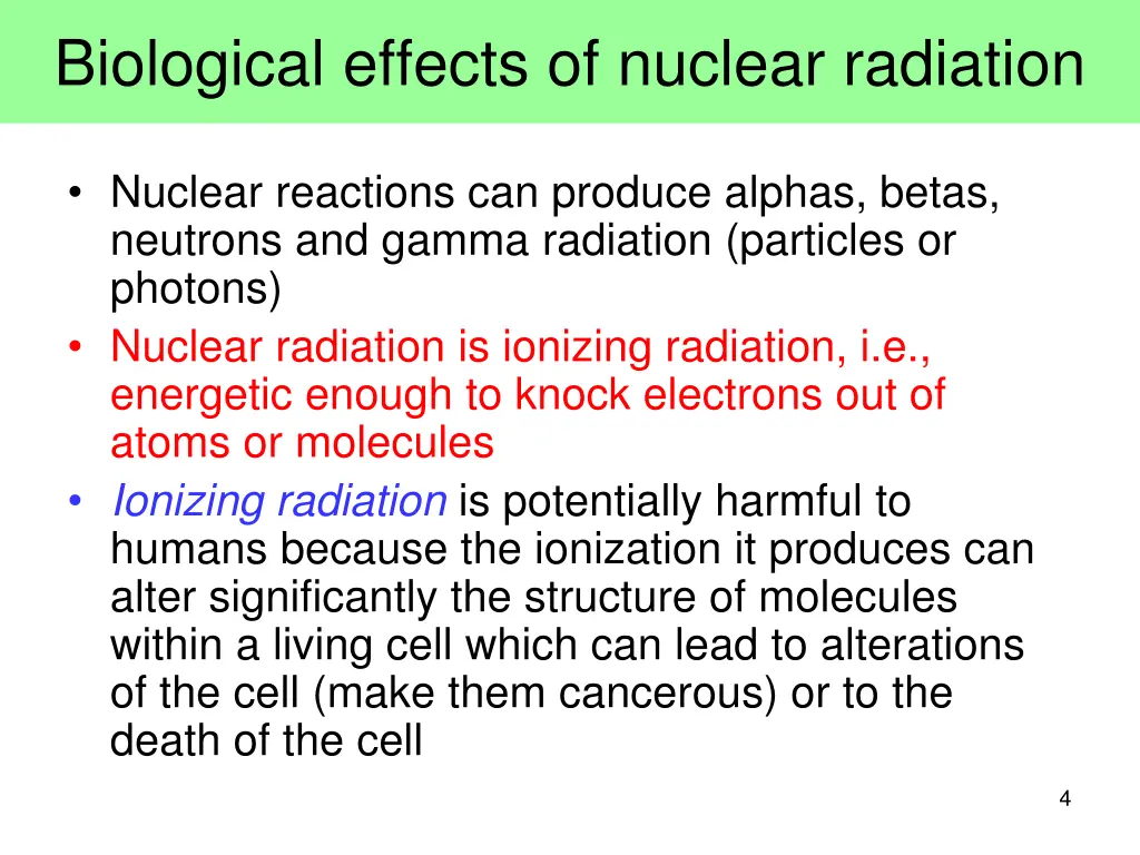 biological effects of nuclear radiation