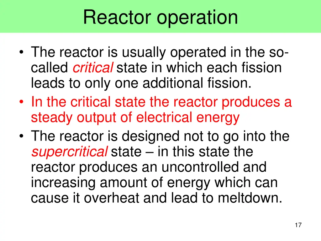 reactor operation