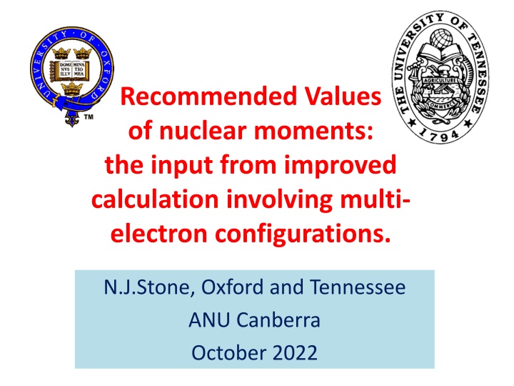 recommended values of nuclear moments the input