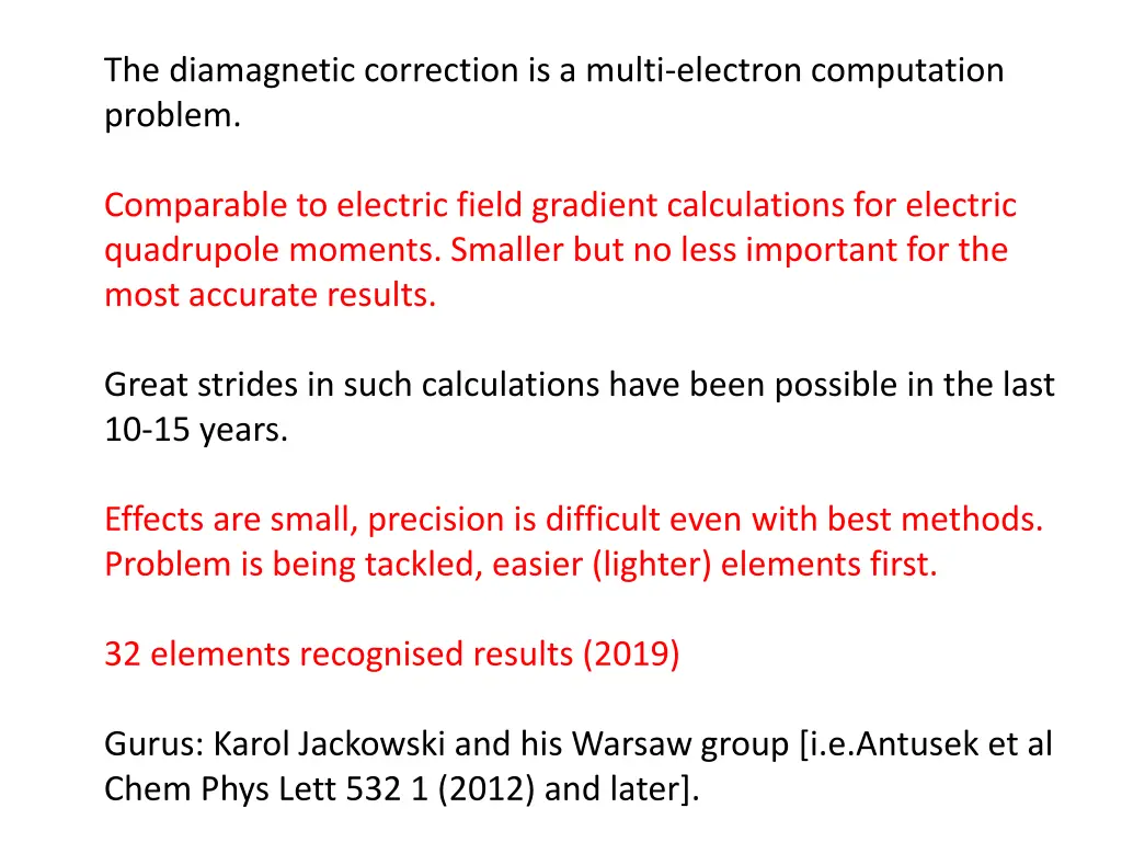 the diamagnetic correction is a multi electron