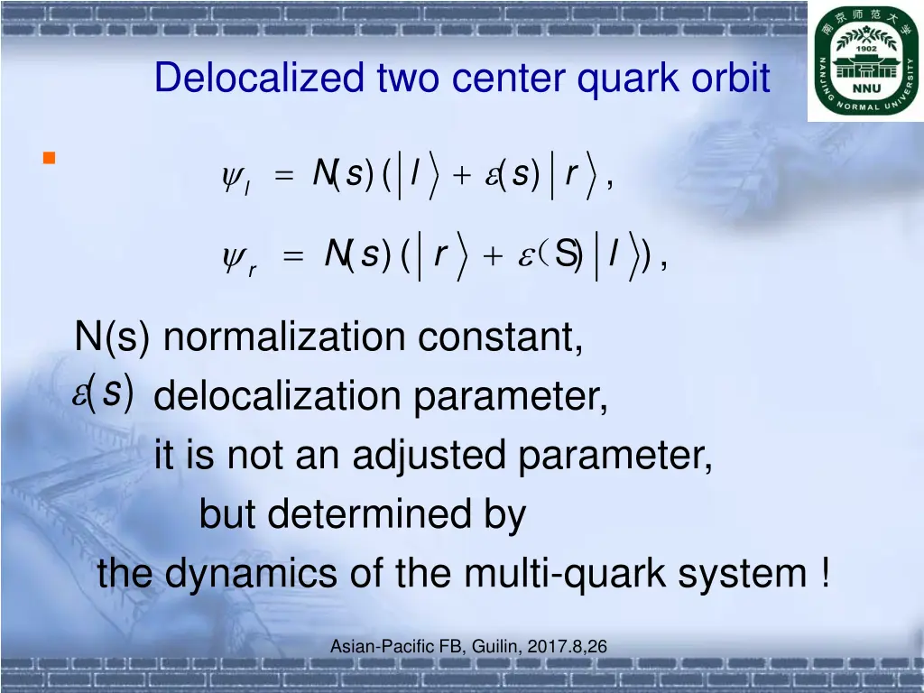 delocalized two center quark orbit