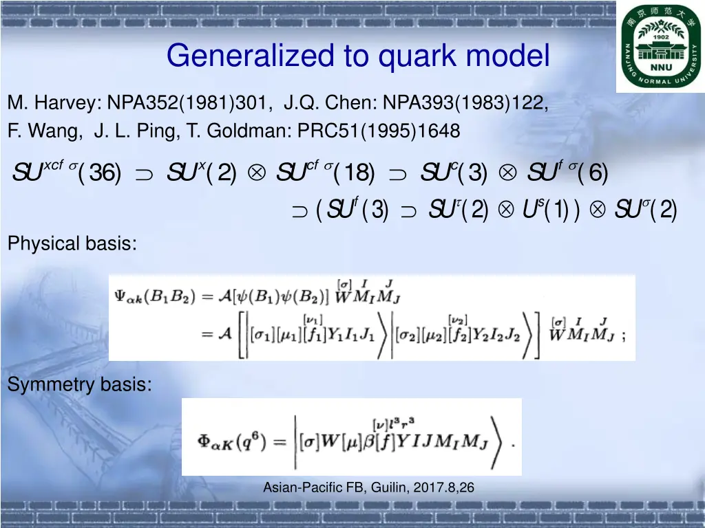 generalized to quark model