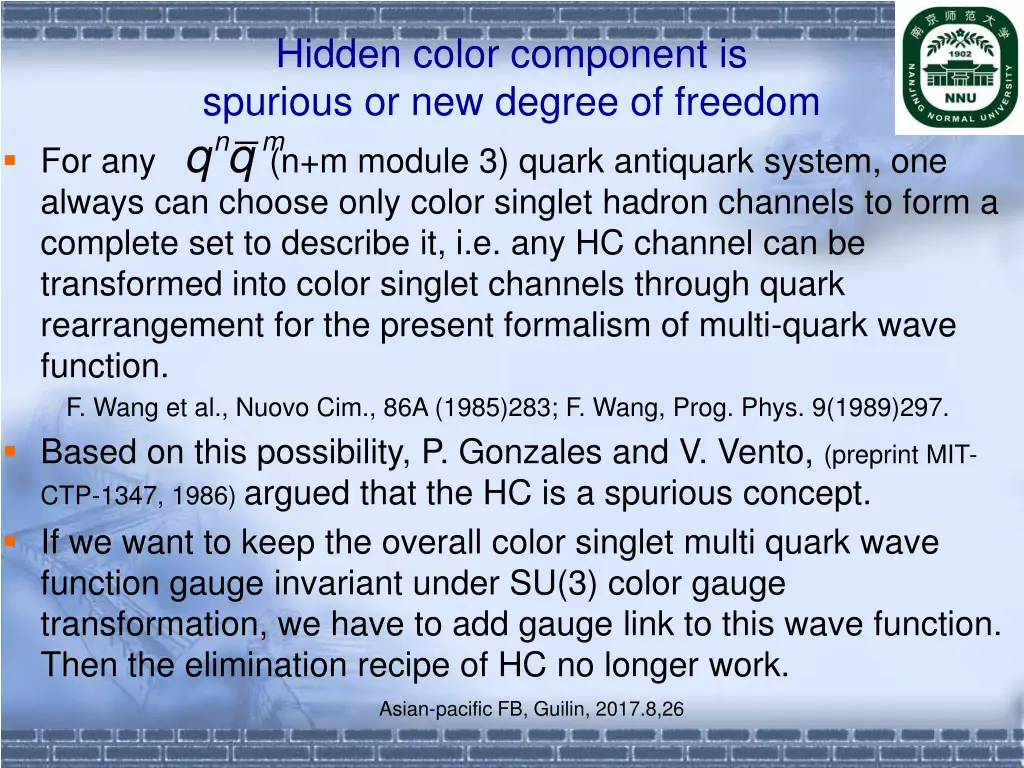 hidden color component is spurious or new degree