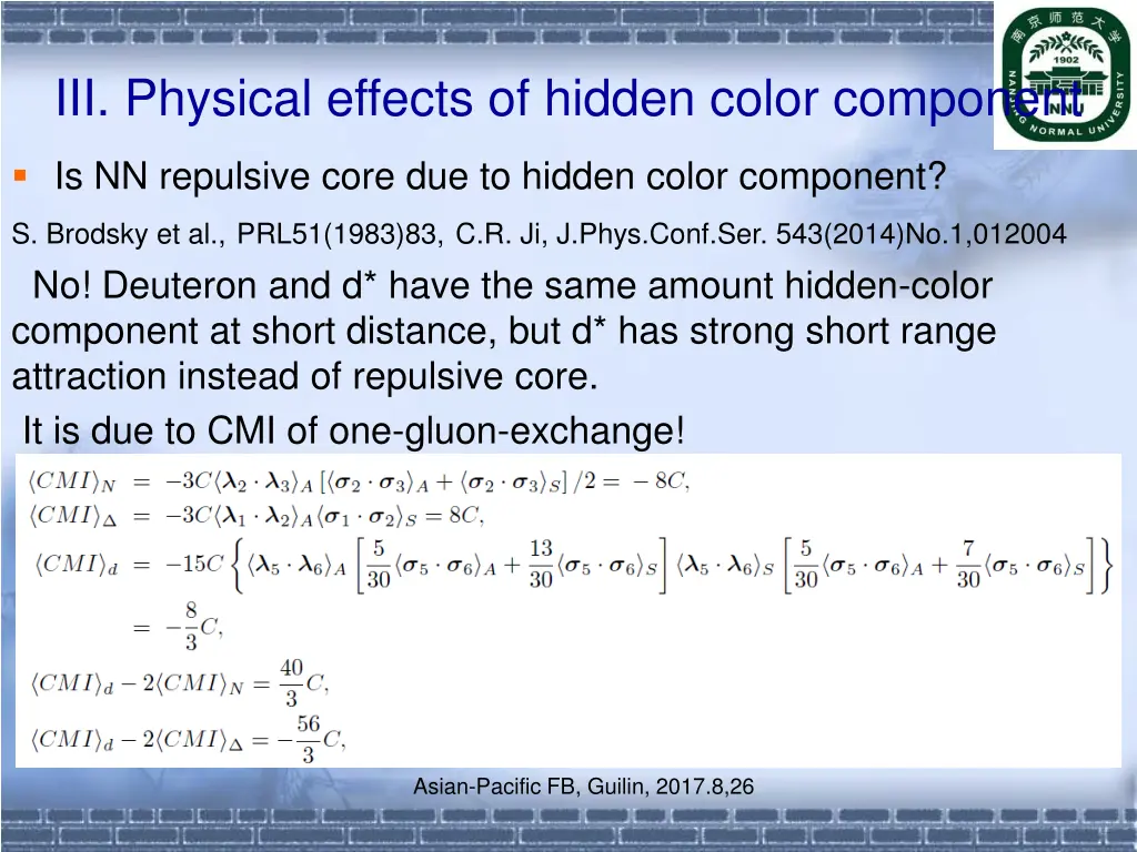 iii physical effects of hidden color component