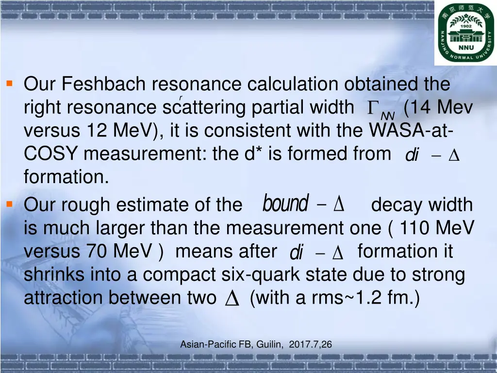 our feshbach resonance calculation obtained