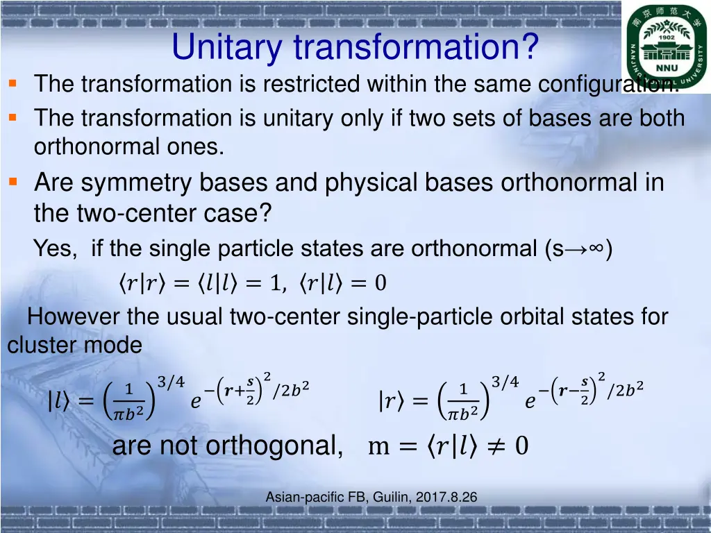 unitary transformation the transformation