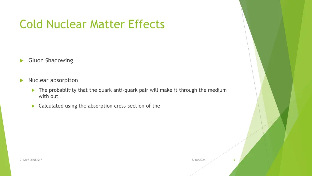 cold nuclear matter effects