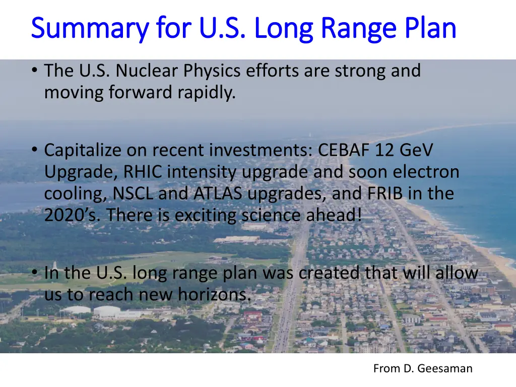 summary for u s long range plan summary