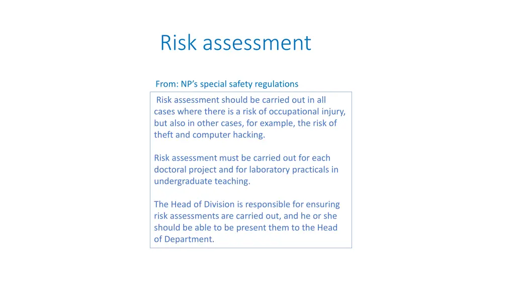 risk assessment 1