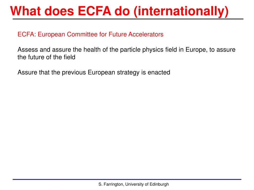 what does ecfa do internationally