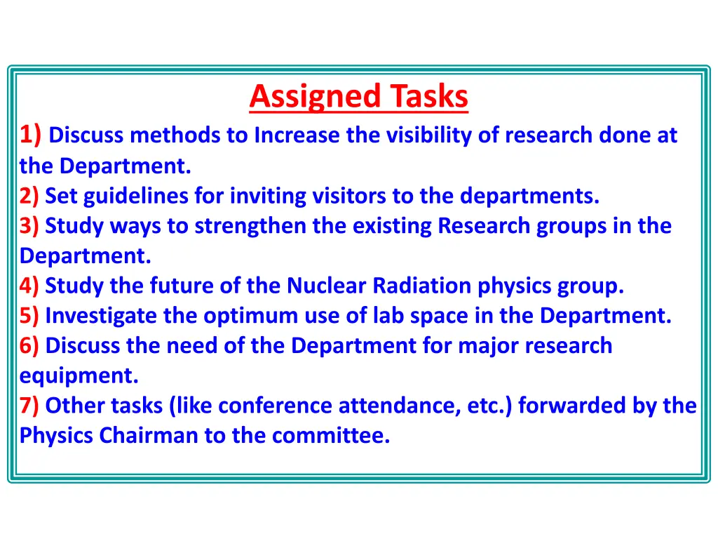 assigned tasks