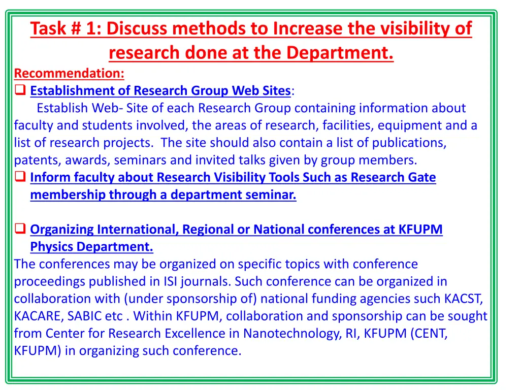 task 1 discuss methods to increase the visibility