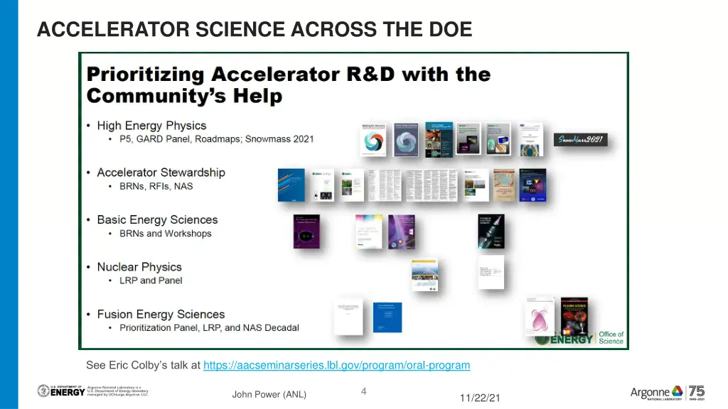 accelerator science across the doe