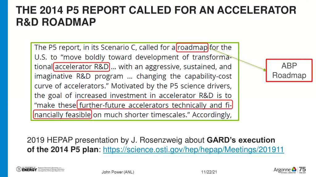 the 2014 p5 report called for an accelerator