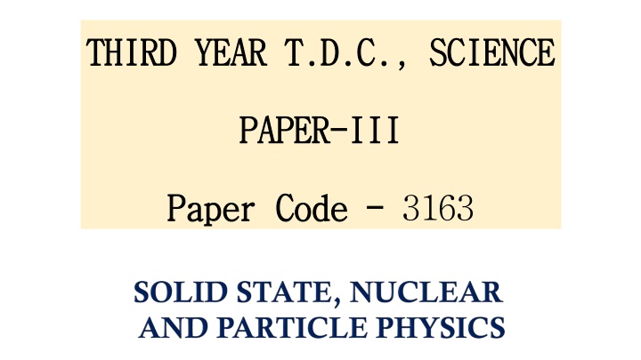 third year t d c science third year t d c science