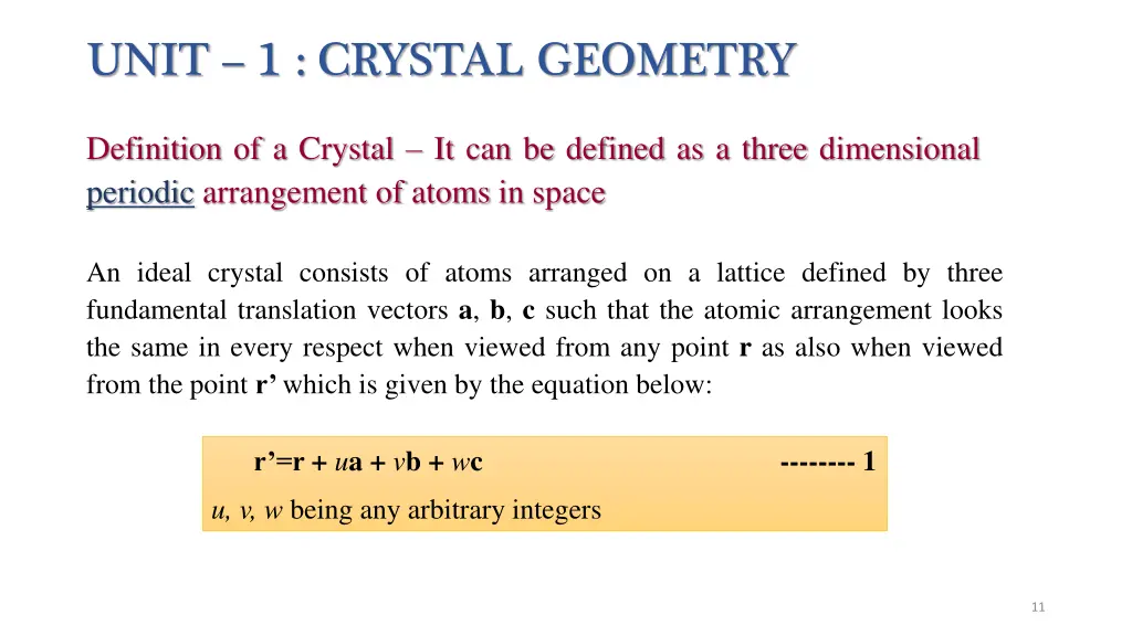 unit 1 crystal geometry 1