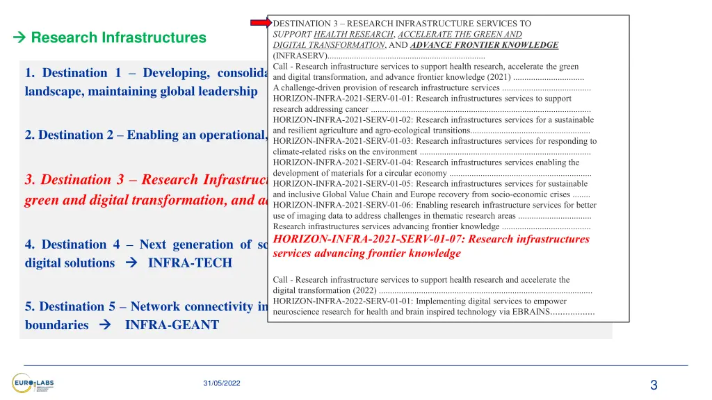 destination 3 research infrastructure services