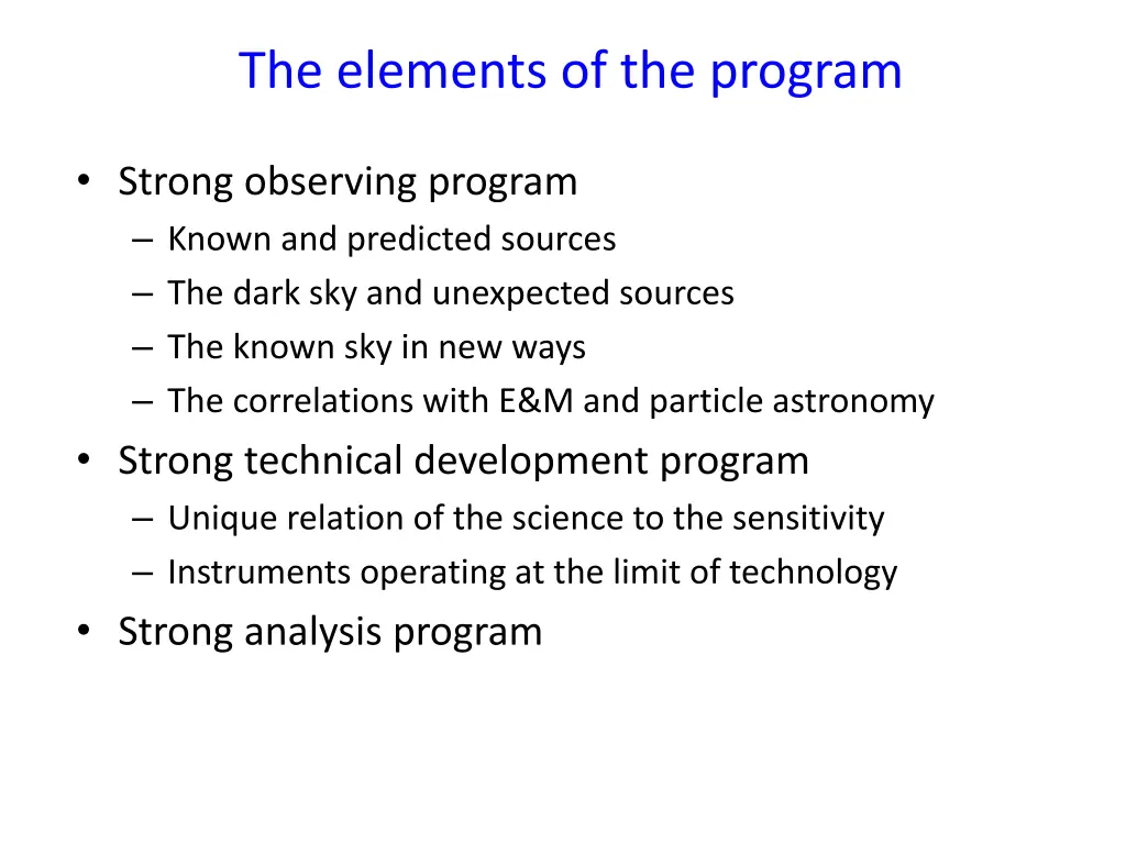 the elements of the program