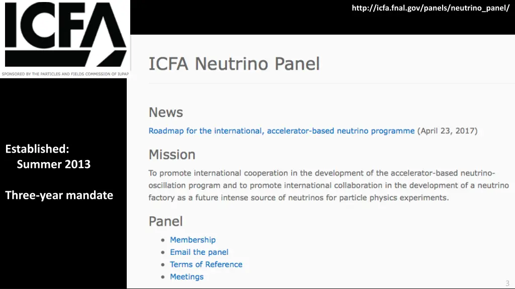 http icfa fnal gov panels neutrino panel