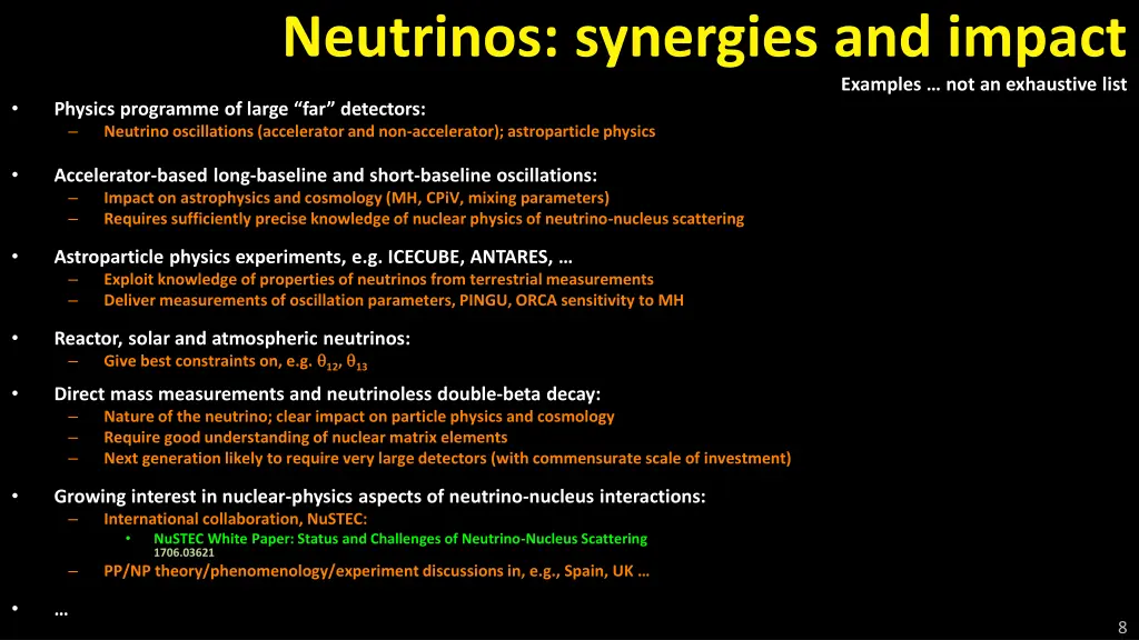 neutrinos synergies and impact