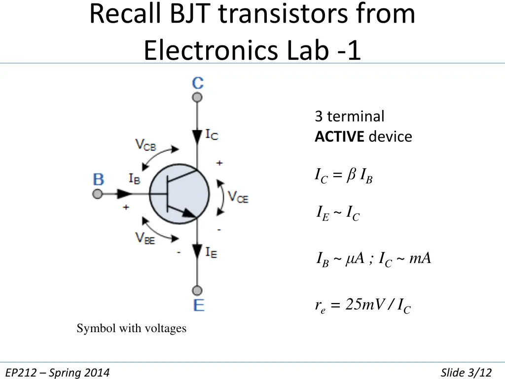 recall bjt transistors from electronics lab 1