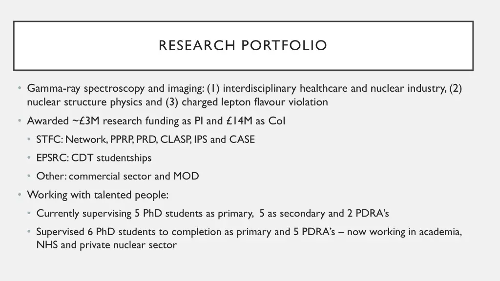 research portfolio