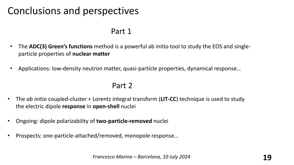 conclusions and perspectives