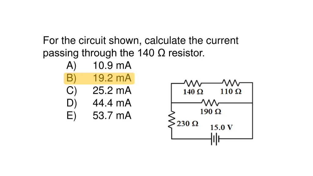 for the circuit shown calculate the current