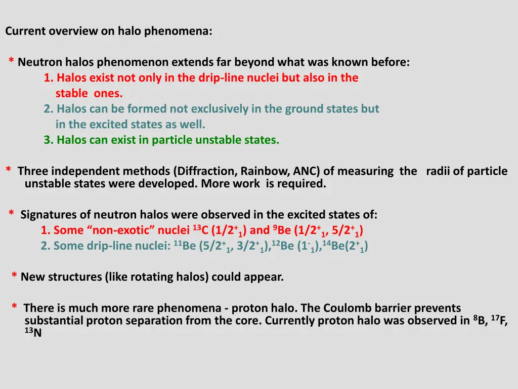 current overview on halo phenomena