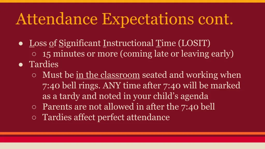 attendance expectations cont