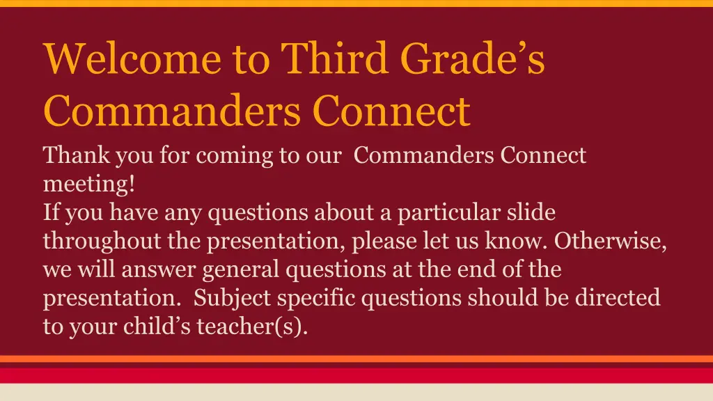 welcome to third grade s commanders connect thank