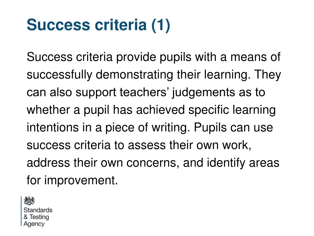 success criteria 1