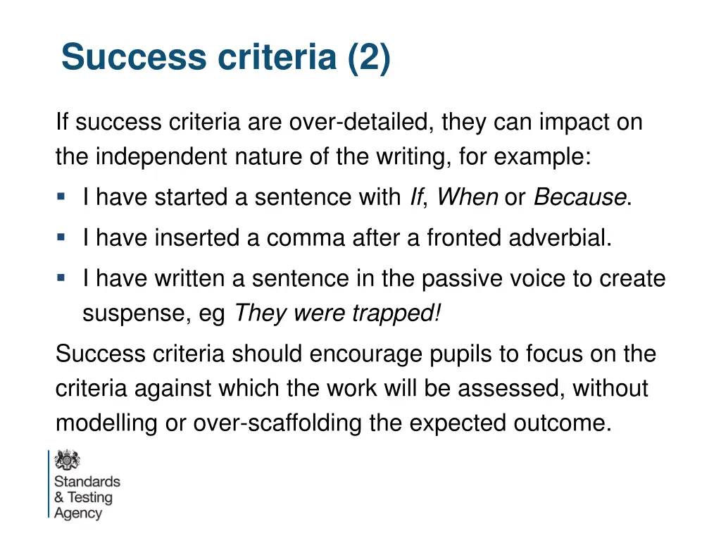 success criteria 2