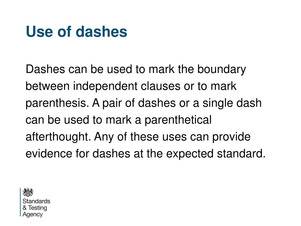 use of dashes