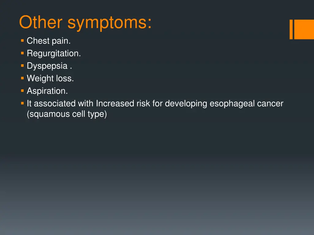 other symptoms chest pain regurgitation dyspepsia