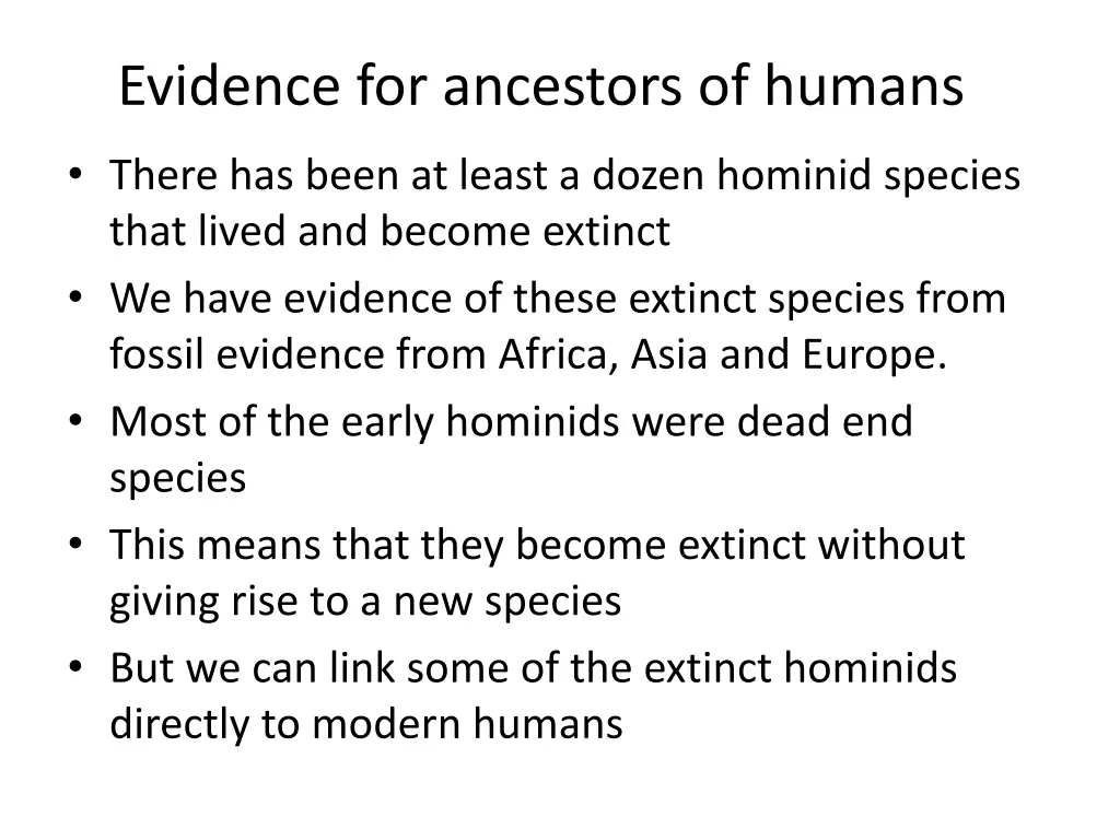 evidence for ancestors of humans