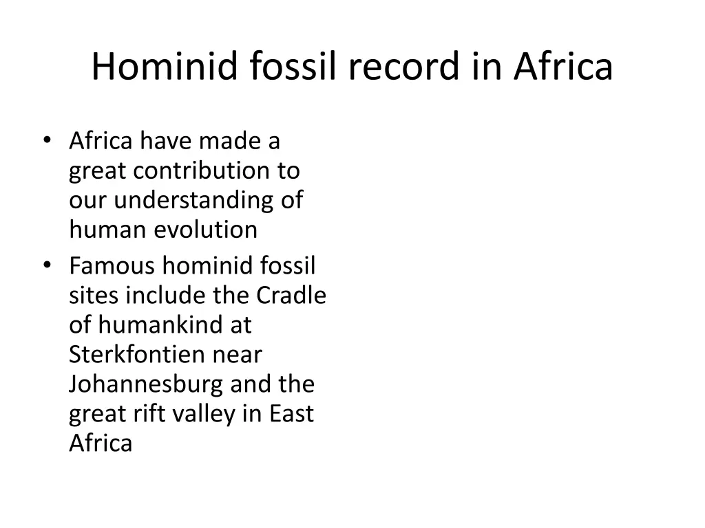 hominid fossil record in africa