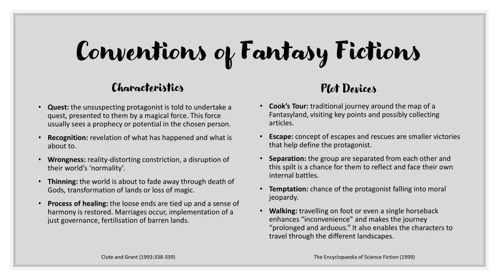 conventions of fantasy fictions