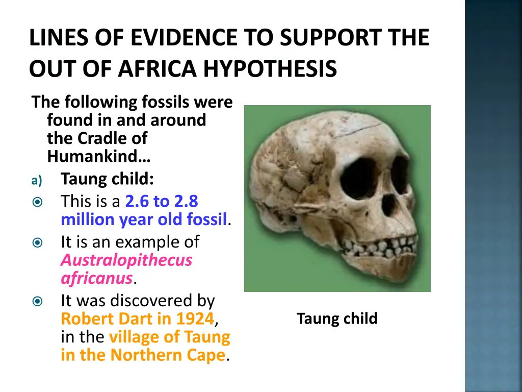 lines of evidence to support the out of africa 1