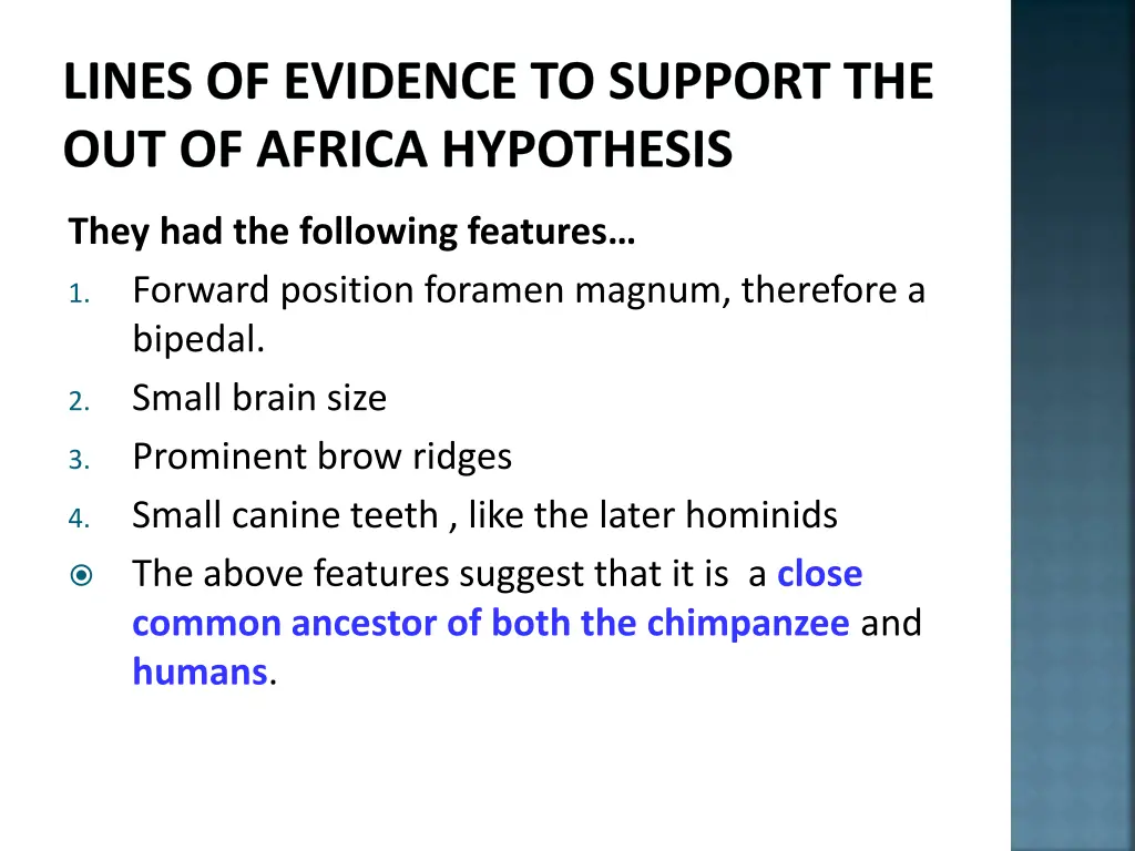 lines of evidence to support the out of africa 12