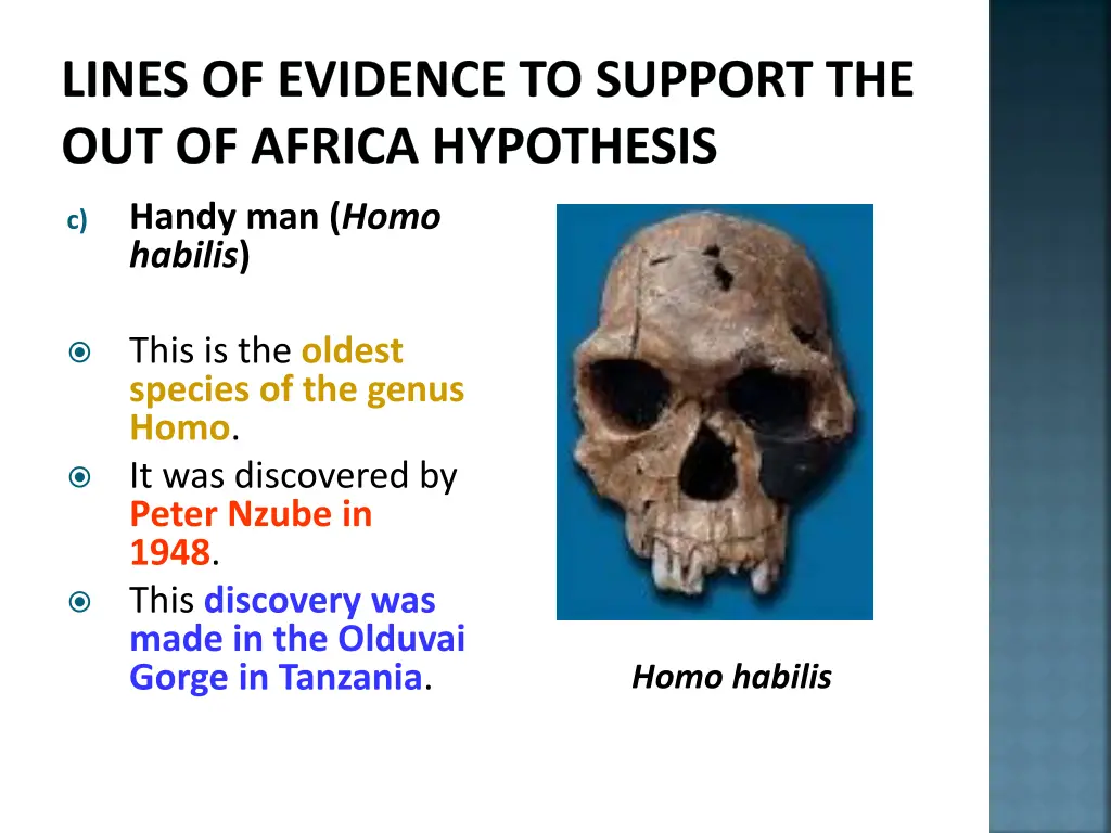 lines of evidence to support the out of africa 9