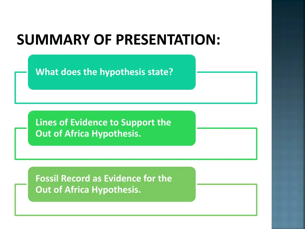 summary of presentation