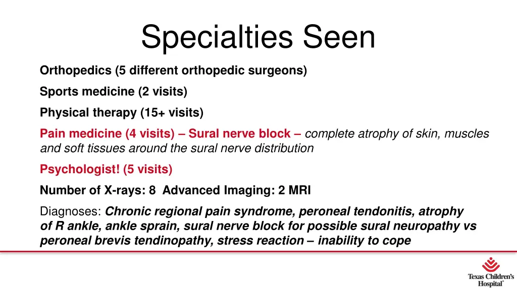 specialties seen