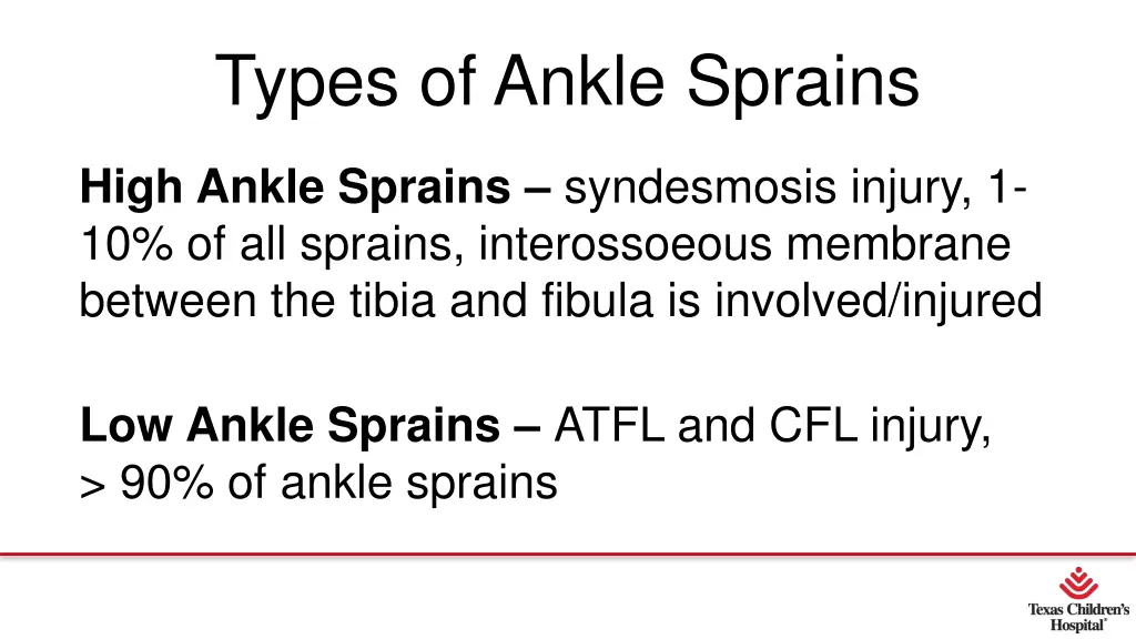 types of ankle sprains