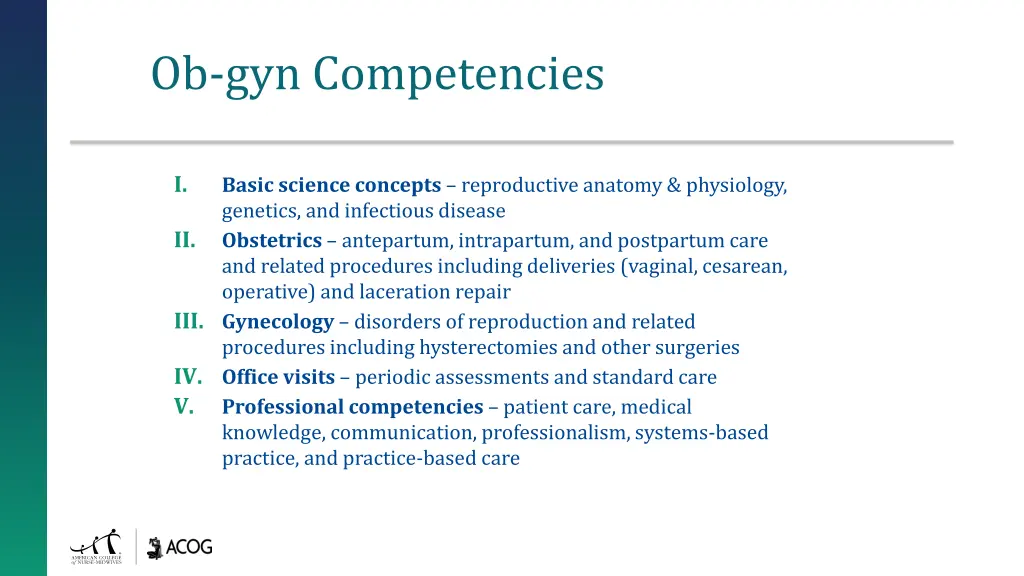 ob gyn competencies